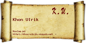 Khon Ulrik névjegykártya